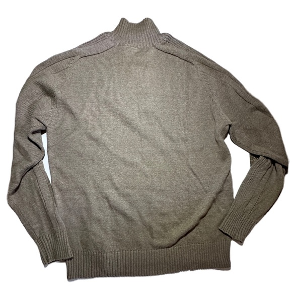 Oscar De La Renta Tan Quarter Zip Sweater Mens Large Leather Pull Zipper - Picture 2 of 10